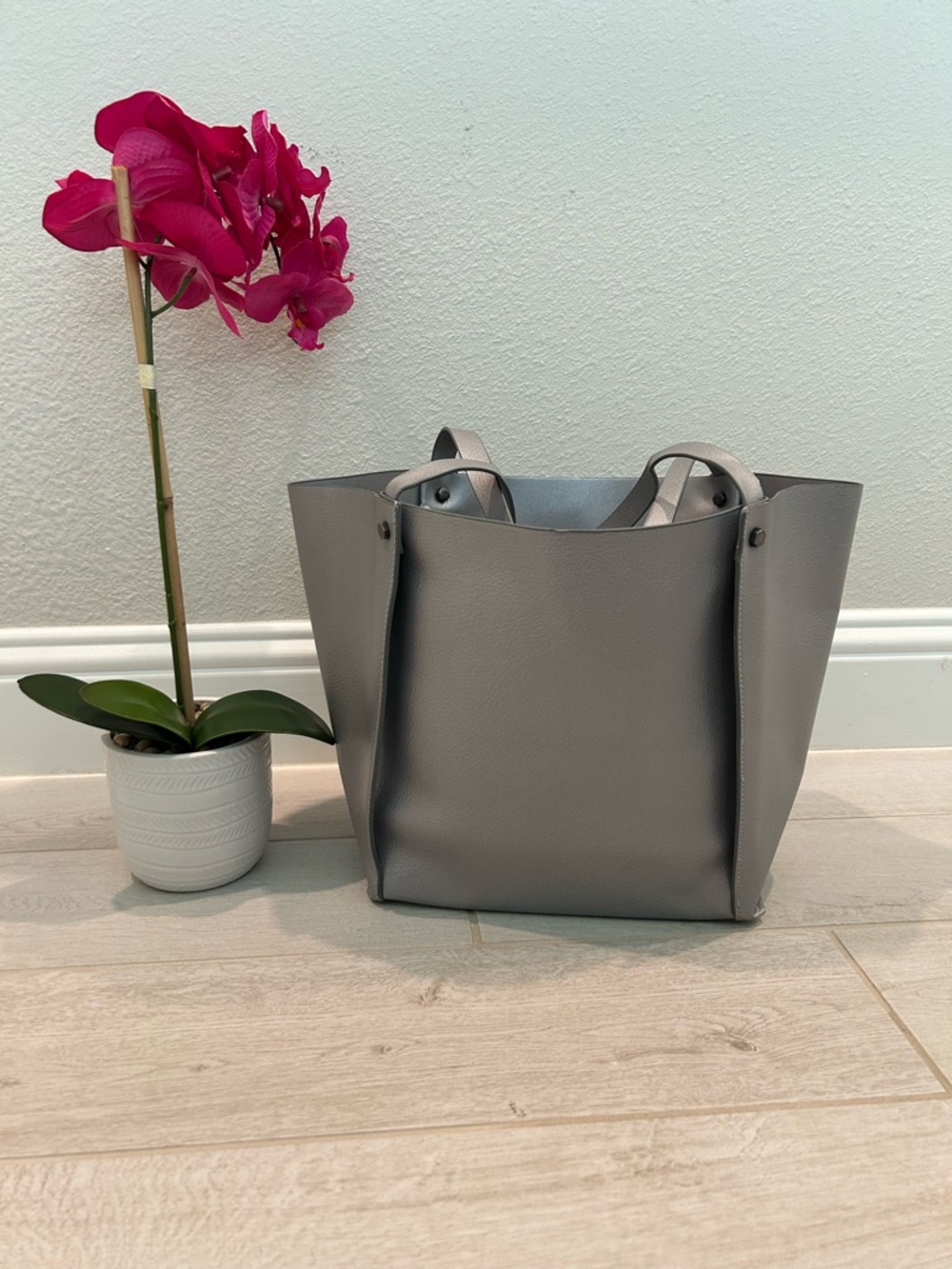 Neiman Marcus Gray Structured Tote Bag